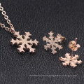 Charm Shining Sandblasted Winter Snow Shaped Pendent Jewelry Set  For Women